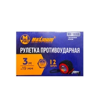 рулетка противоударная с обрезиненным корпусом 3 м × 19 мм, "maximum" 18358 оптом